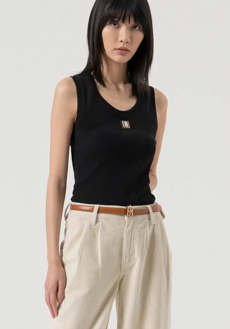 Pantalone carrot in velluto con cintura abbinata miniatura 2