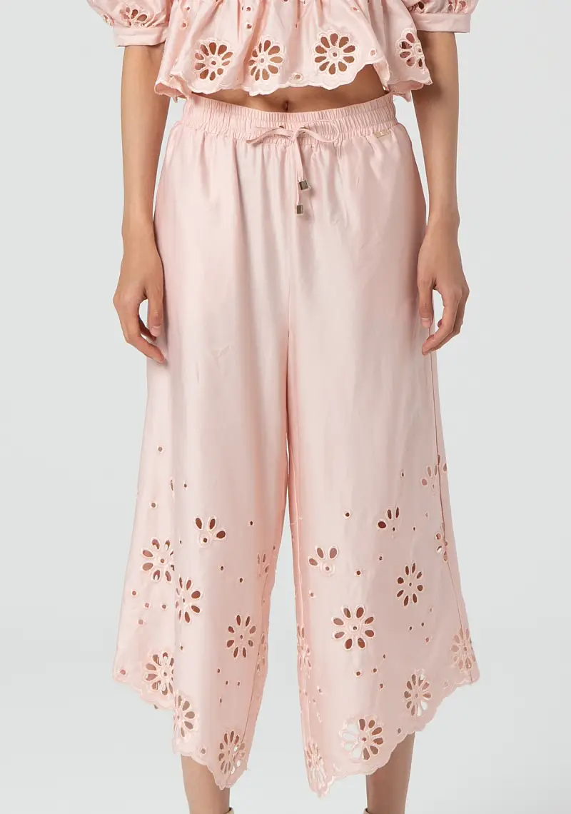 Pantalone cropped in pizzo San Gallo miniatura 2