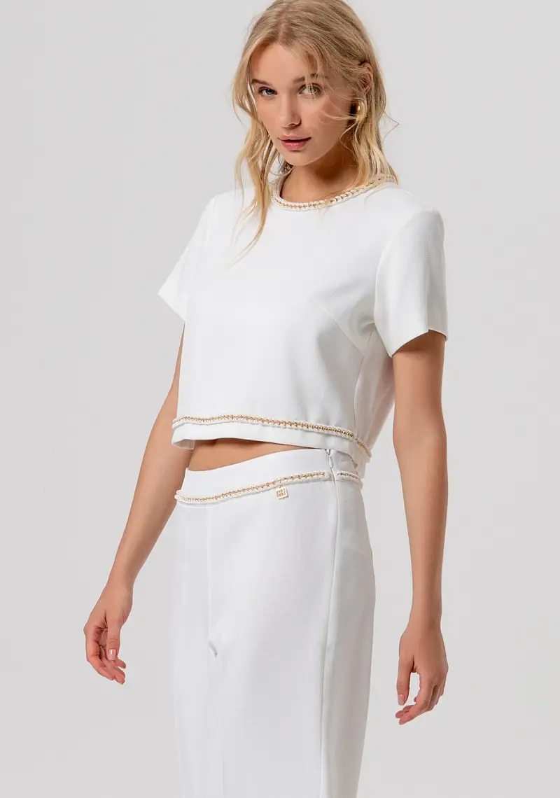 Pantalone cropped modello culotte miniatura 2