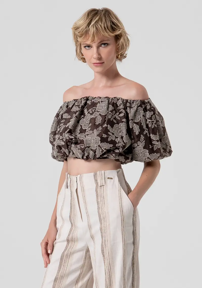 Pantalone flare a palazzo a righe miniatura 2