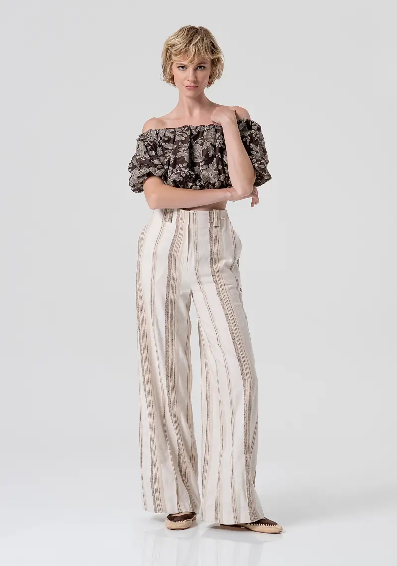 Pantalone flare a palazzo a righe