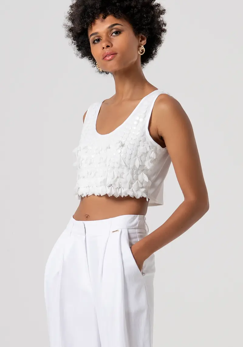 Pantalone flare a palazzo con lino miniatura 2