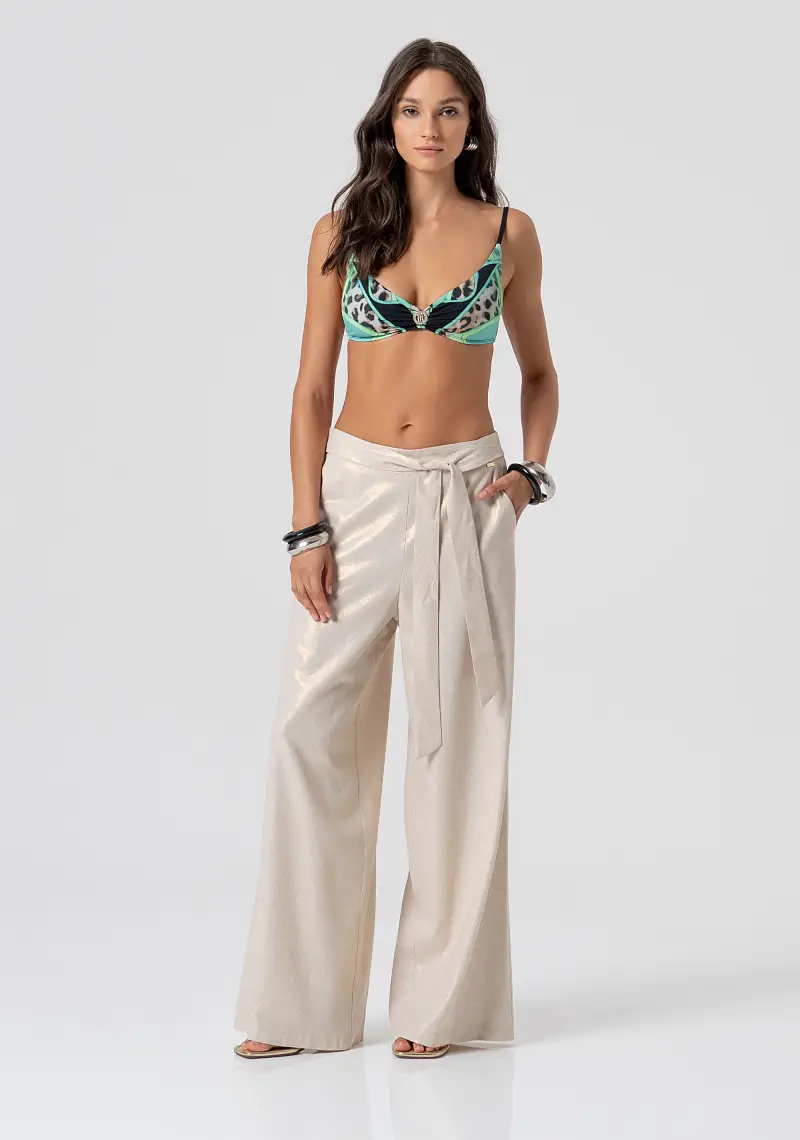 Pantalone flare a palazzo con spalmatura