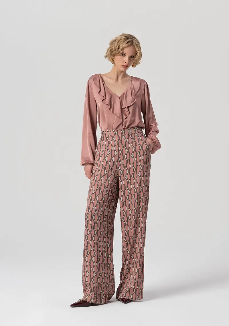Pantalone flare a palazzo in fantasia geometrica