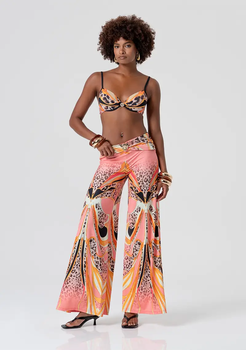 Pantalone flare a palazzo in fantasia