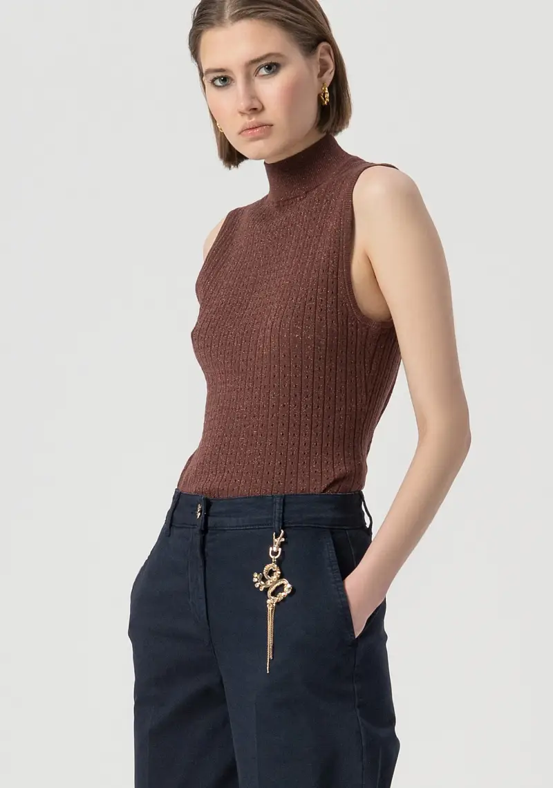 Pantalone flare a palazzo in gabardina miniatura 2