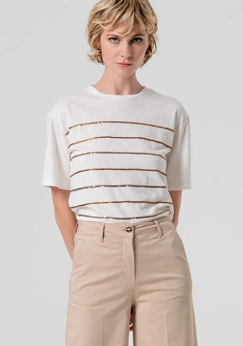 Pantalone flare a palazzo in gabardina miniatura 2