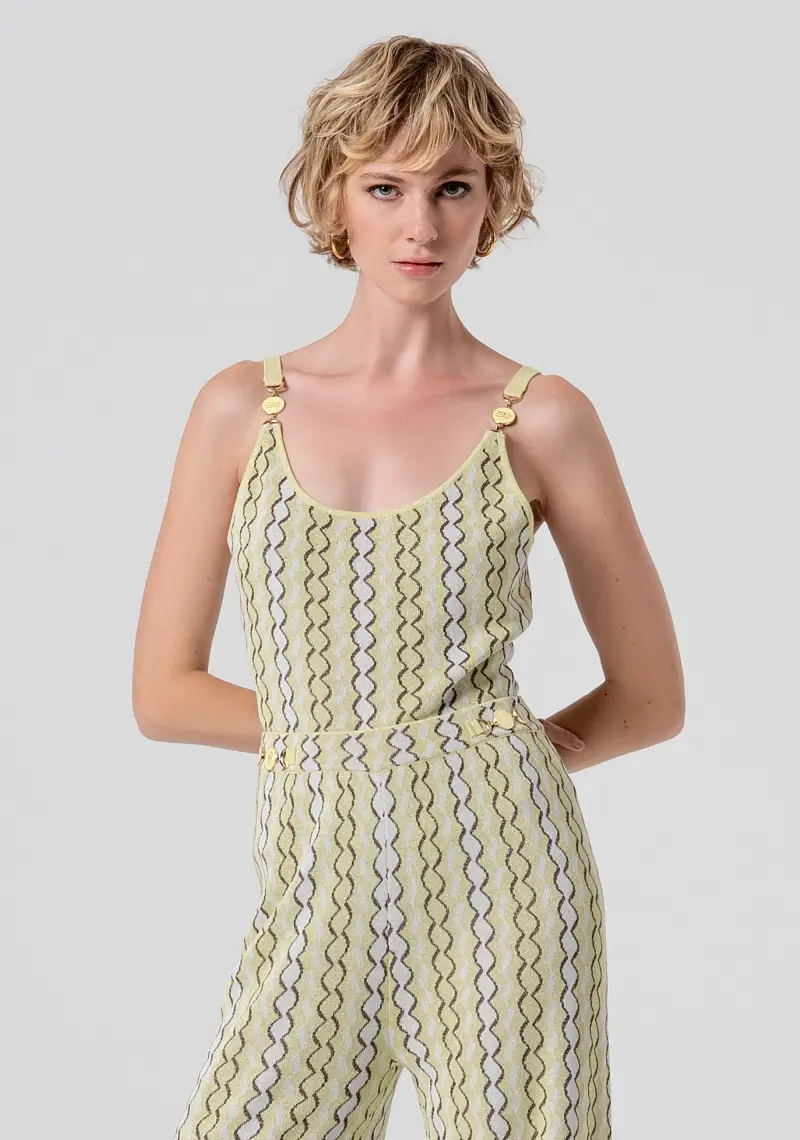 Fracomina Pantalone flare a palazzo in maglia con jacquard miniatura 2