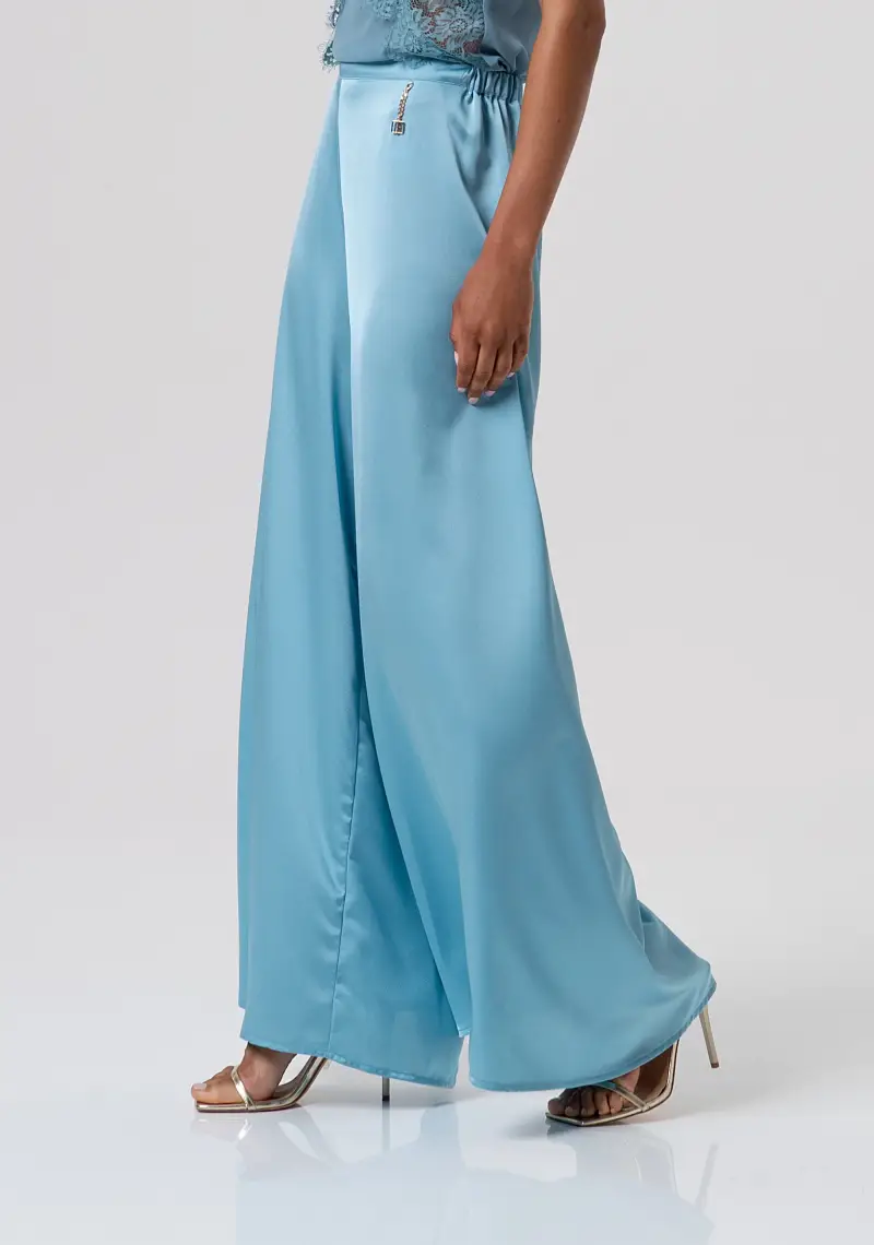 Pantalone flare a palazzo in raso miniatura 2