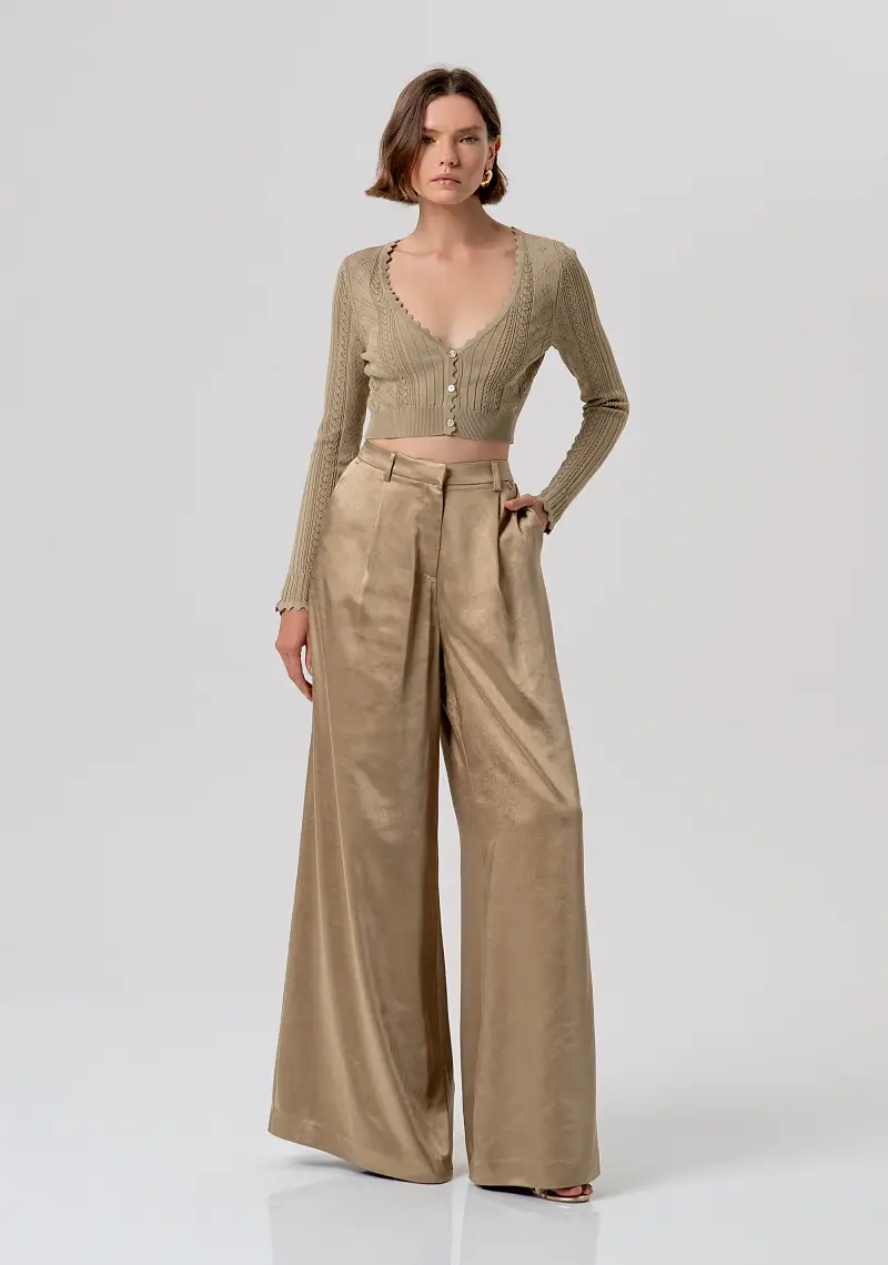 Pantalone flare a palazzo in raso
