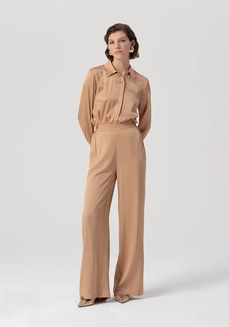 Pantalone flare a palazzo in raso