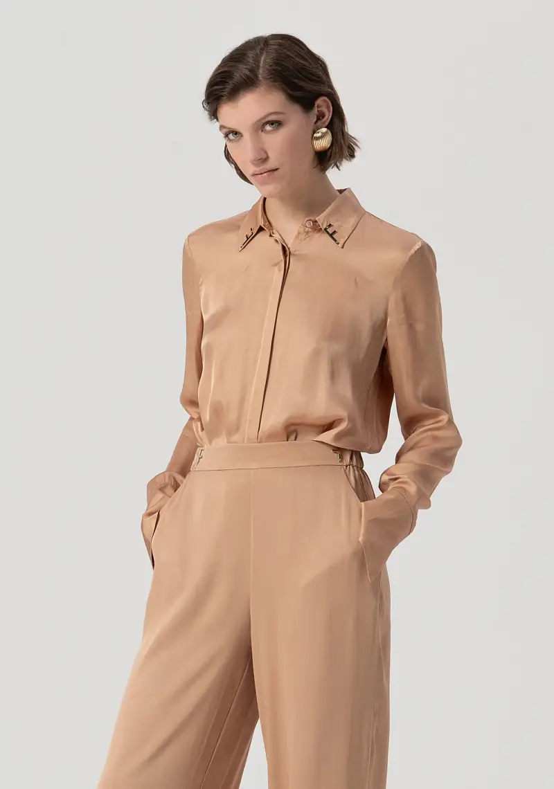 Pantalone flare a palazzo in raso miniatura 2