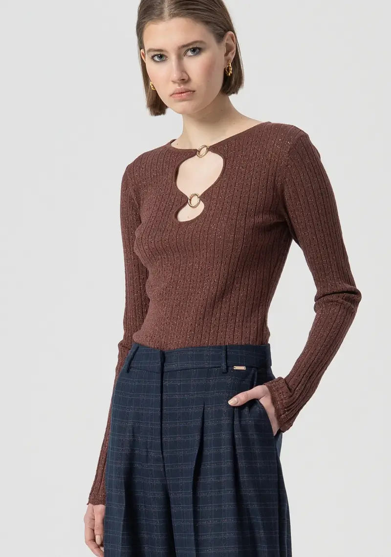 Pantalone flare a palazzo in tessuto a quadri miniatura 2