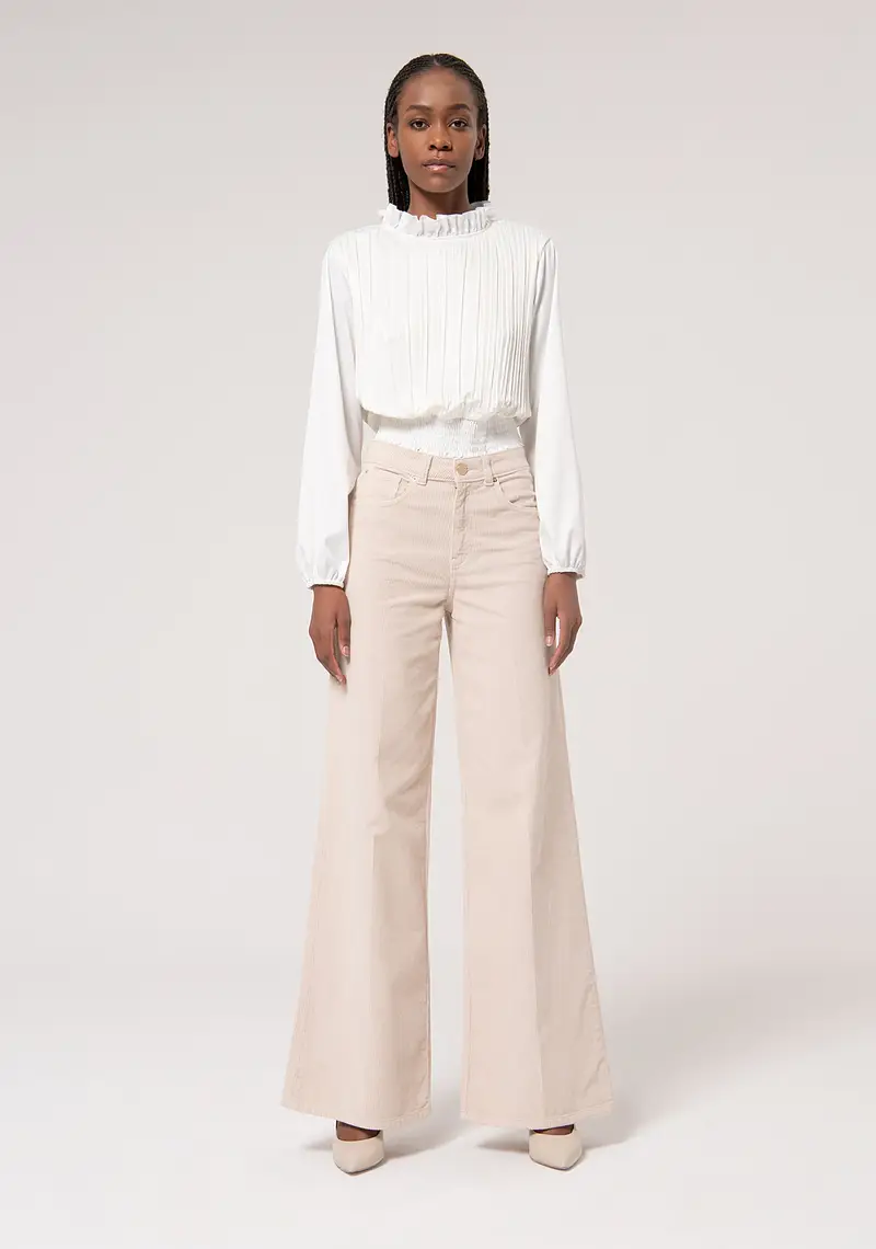 Pantalone flare a palazzo in velluto mille righe