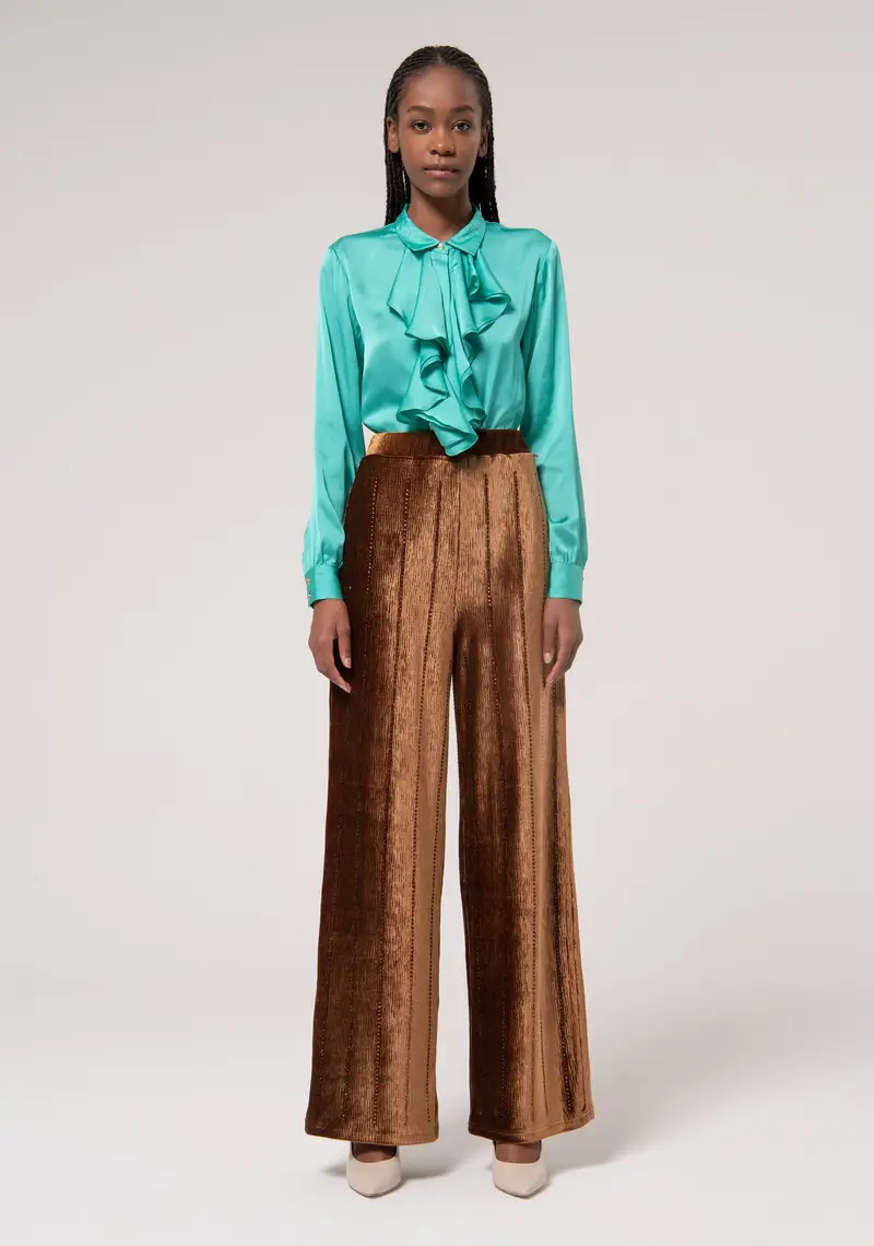 Pantalone flare a palazzo in velluto