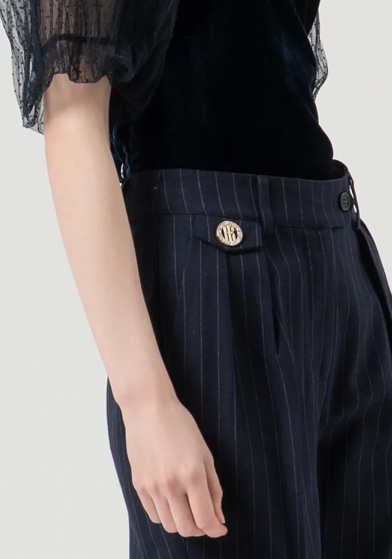 Pantalone flare in fantasia gessata miniatura 2