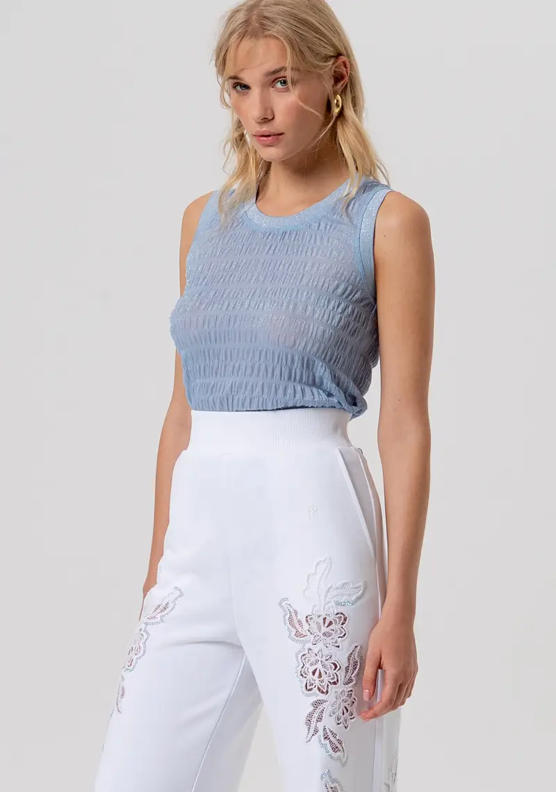 Pantalone flare in felpa con ricami miniatura 2