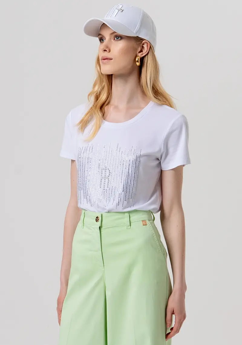 Fracomina Pantalone flare verde in cotone miniatura 2