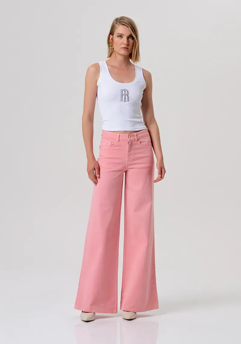 Pantalone flare in tessuto bull stretch