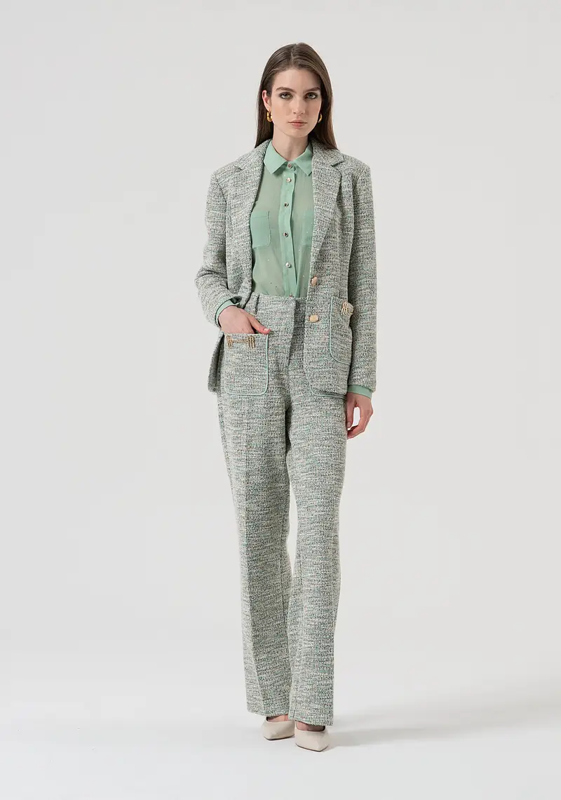 Pantalone flare in tweed