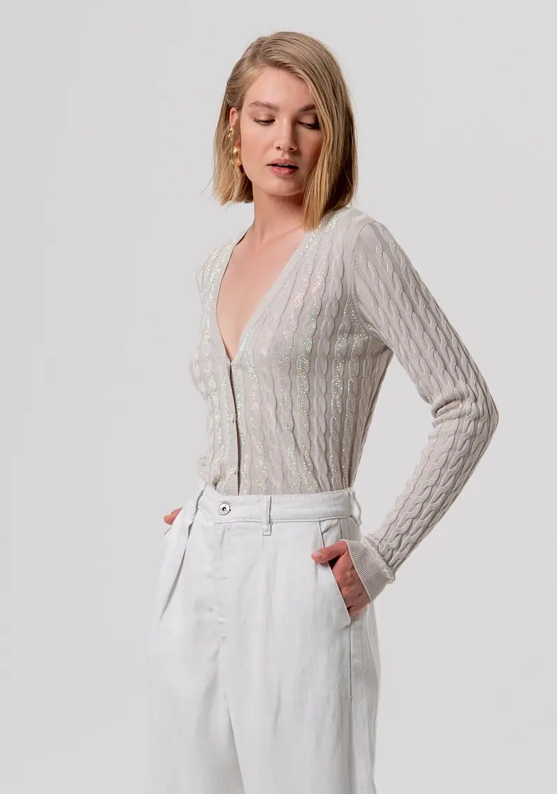 Pantalone flare straight leg in lyocell e lino miniatura 2