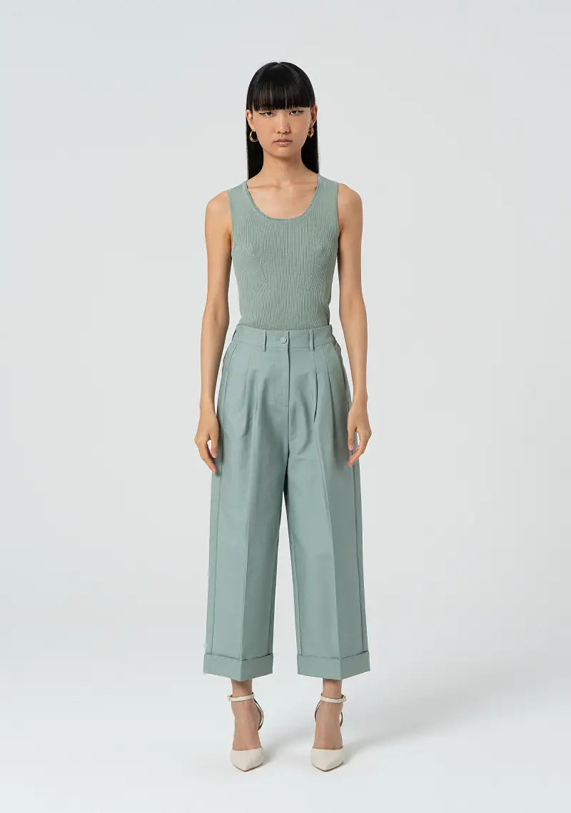 Pantalone linea dritta in cotone