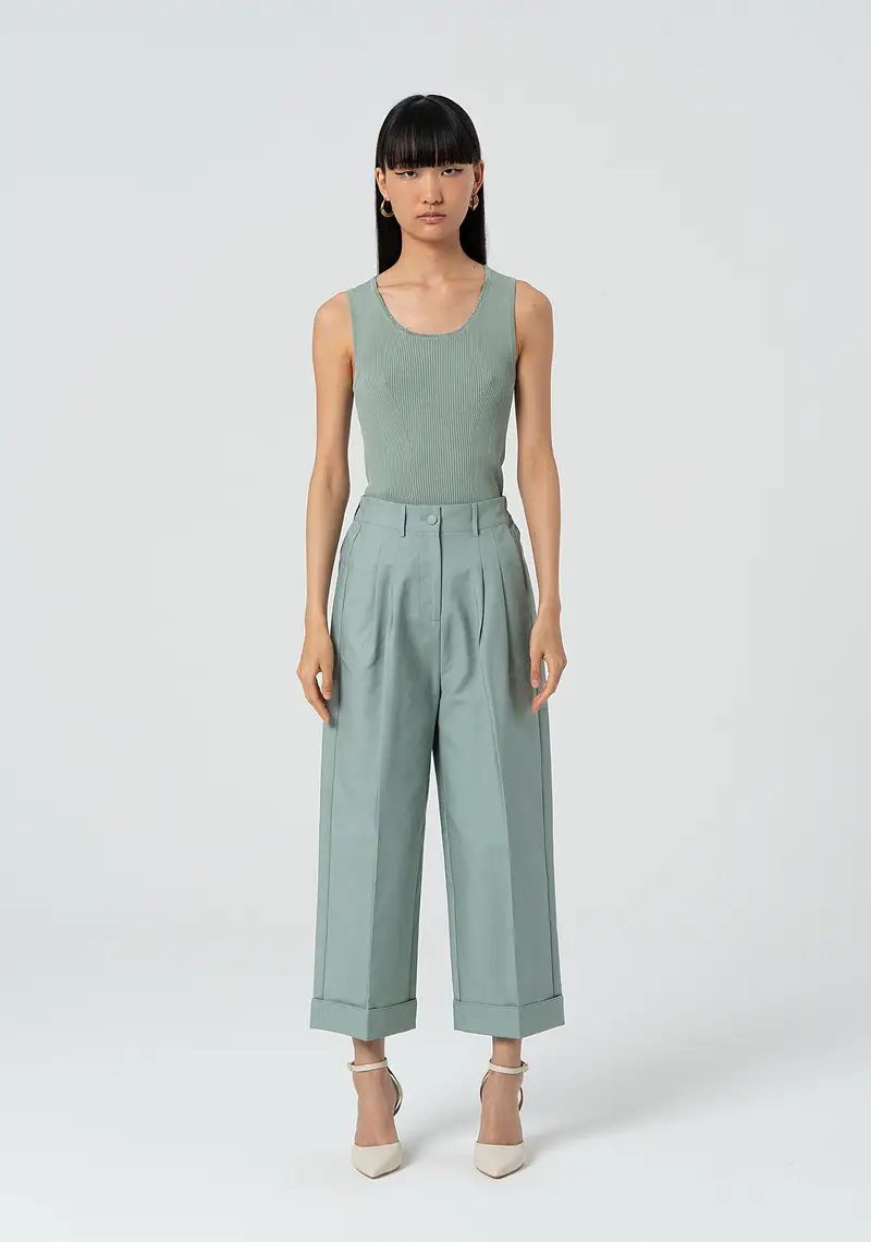 Pantalone linea dritta in cotone