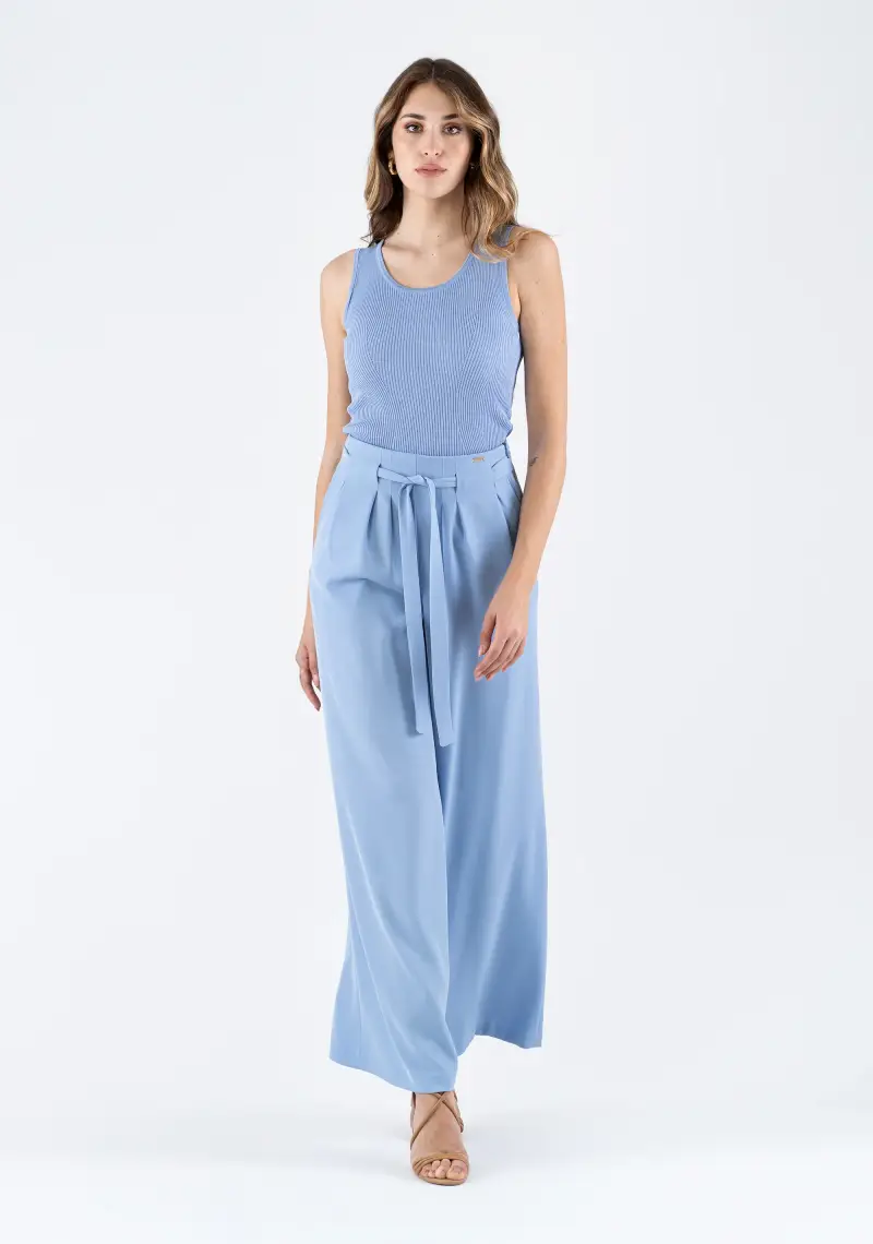 Pantalone palazzo con cintura miniatura 2