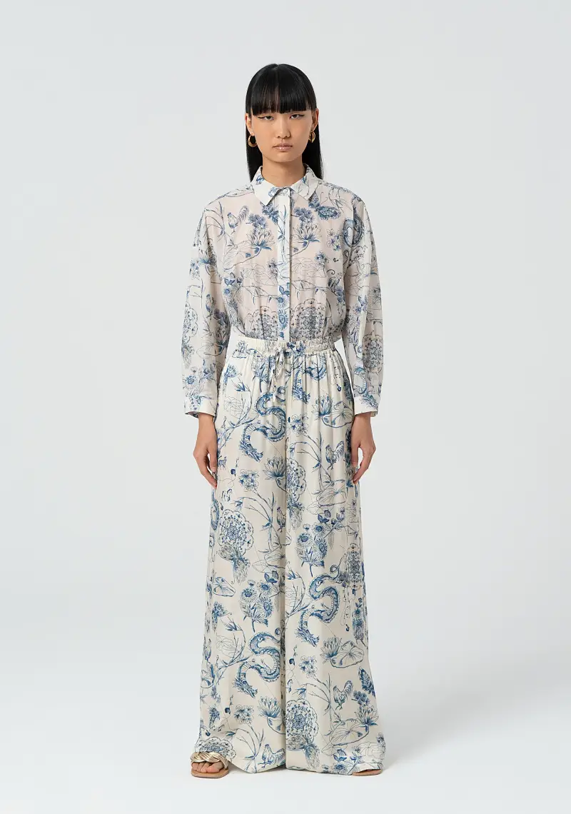 Pantalone palazzo wide in fantasia