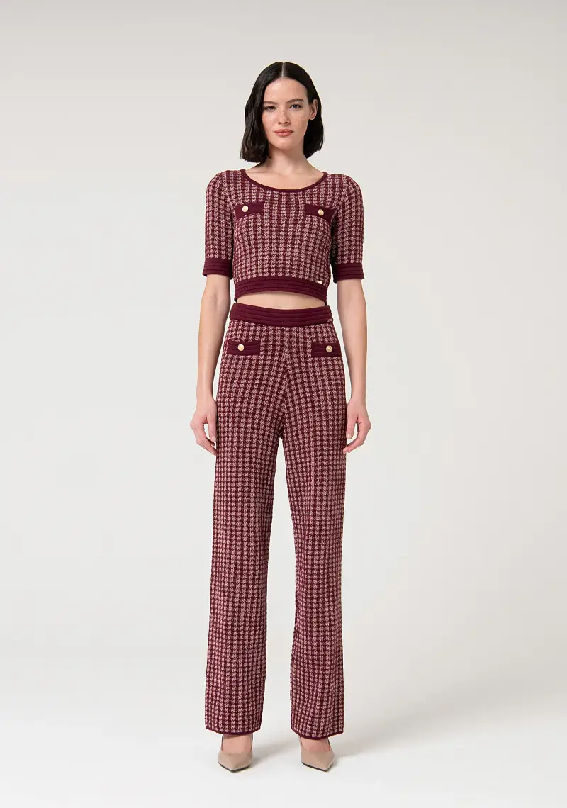 Pantalone regular a palazzo in maglia