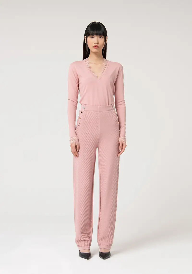 Pantalone regular a palazzo in maglia