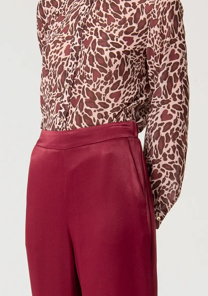 Pantalone regular a palazzo in raso miniatura 2