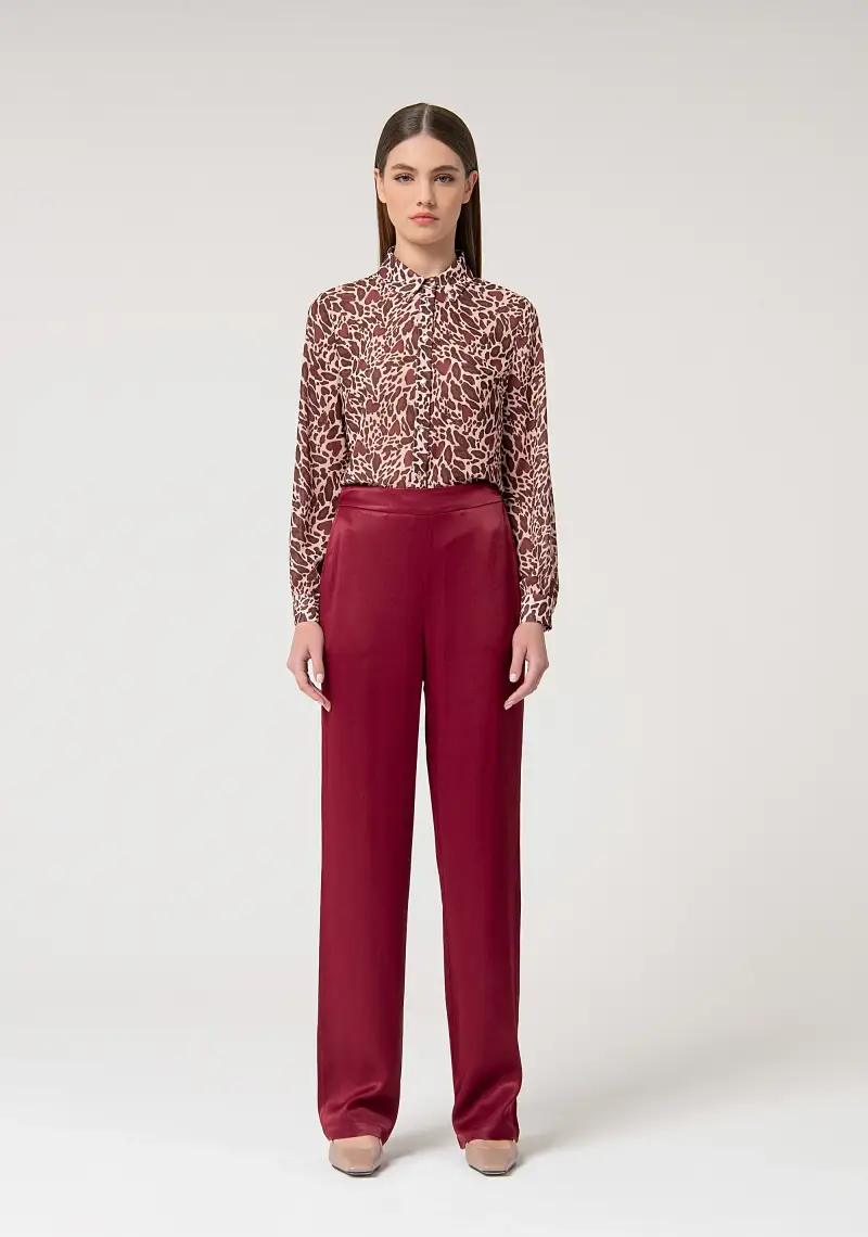 Pantalone regular a palazzo in raso