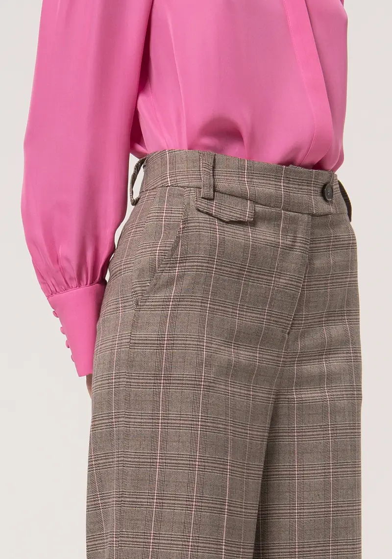 Pantalone regular a palazzo in tessuto Principe di Galles miniatura 2