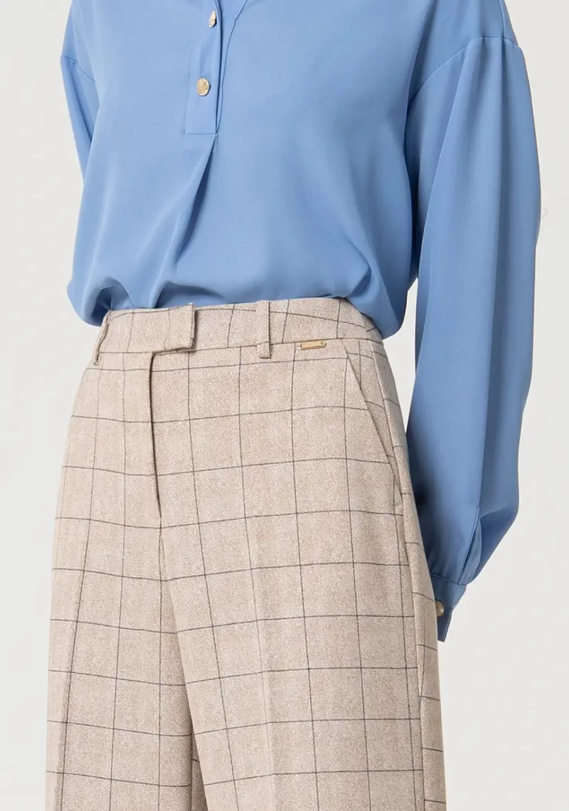 Pantalone regular a palazzo in tessuto Principe di Galles miniatura 2