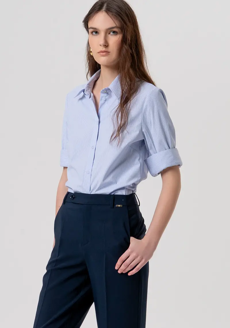 Fracomina Pantalone regular blu a vita alta miniatura 2