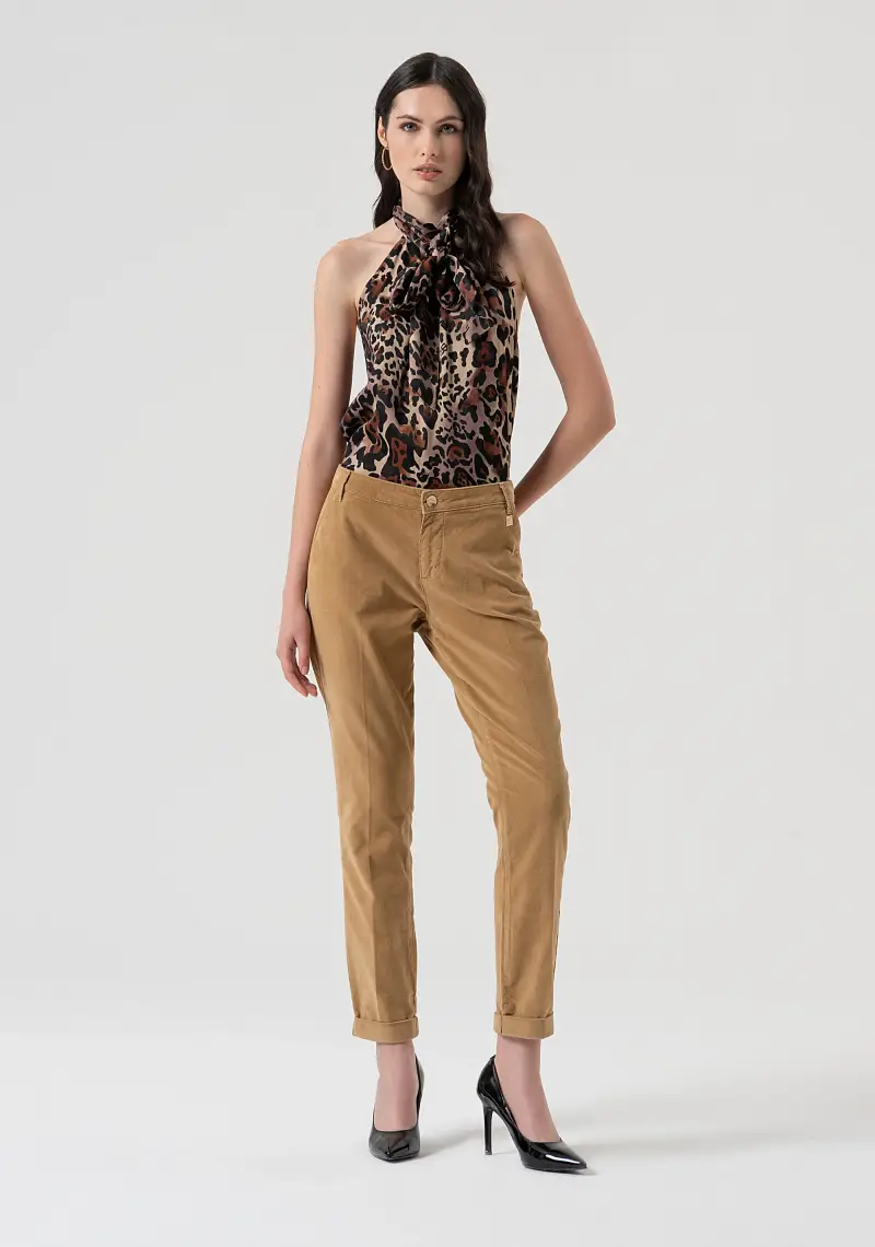 Pantalone regular chino in velluto