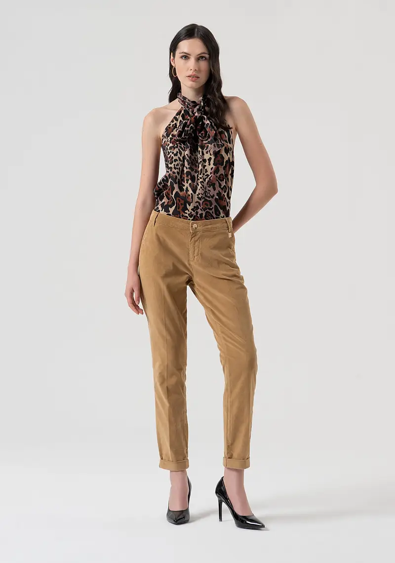 Pantalone regular chino in velluto