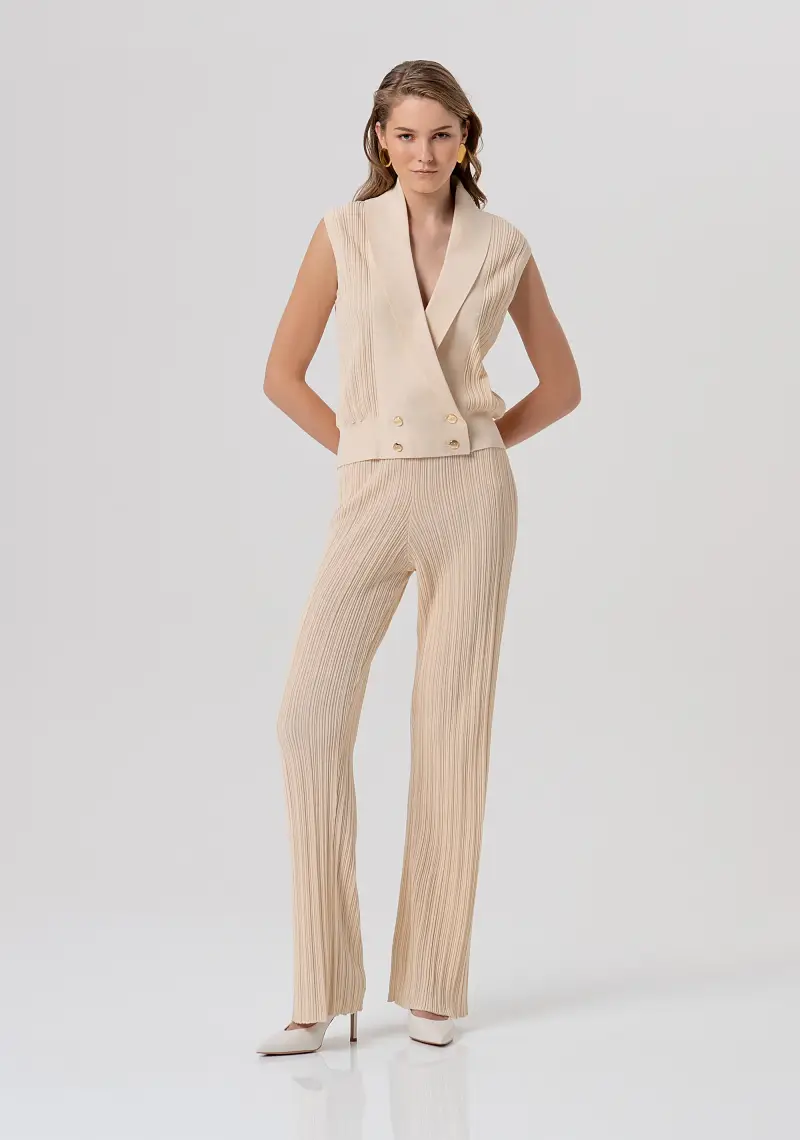 Pantalone regular in maglia plissettata