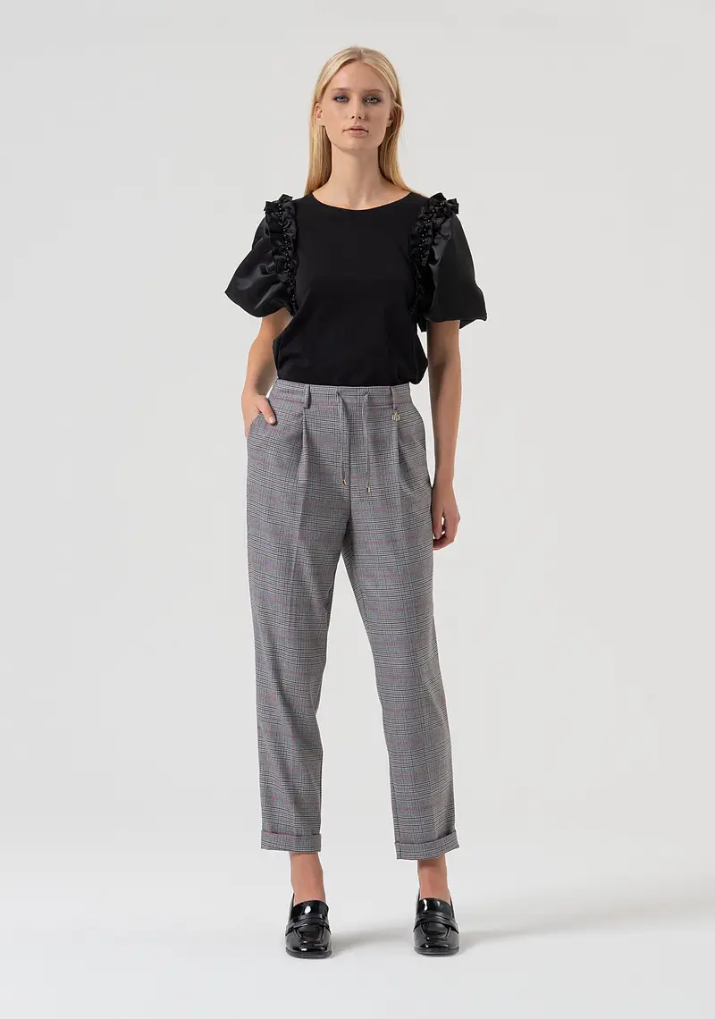 Pantalone regular jogger in fantasia Principe di Galles