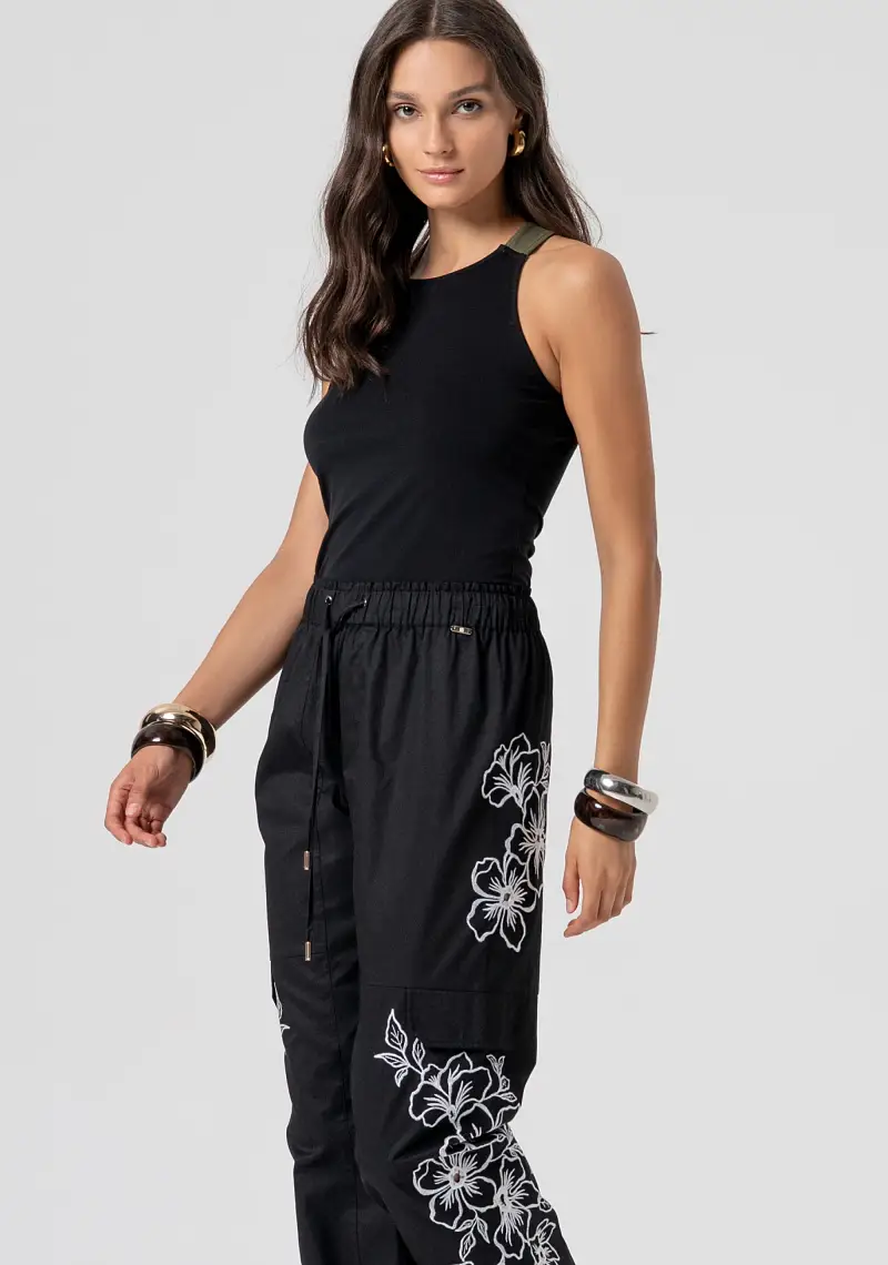 Pantalone regular jogger in popeline di cotone miniatura 2