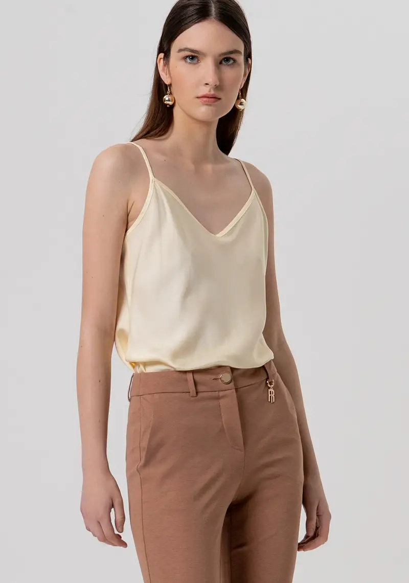 Pantalone regular modello chino in punto milano miniatura 2