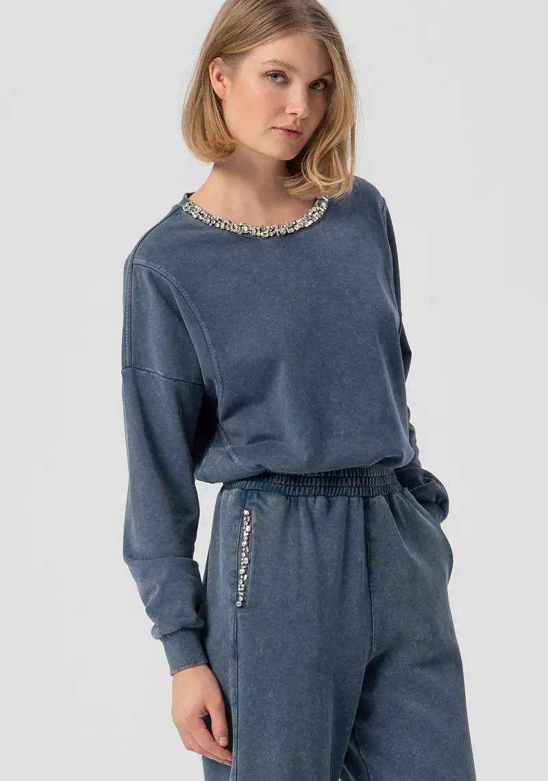 Pantalone regular modello jogger in felpa miniatura 2