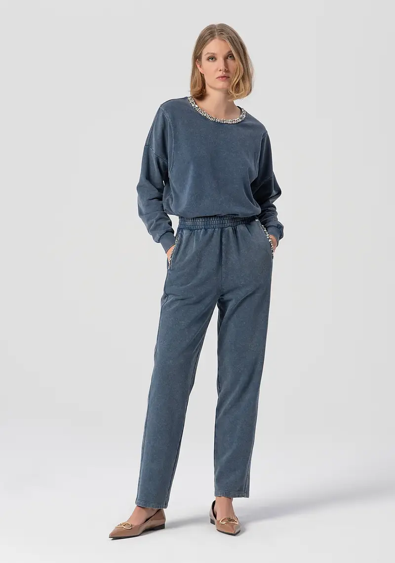 Pantalone regular modello jogger in felpa