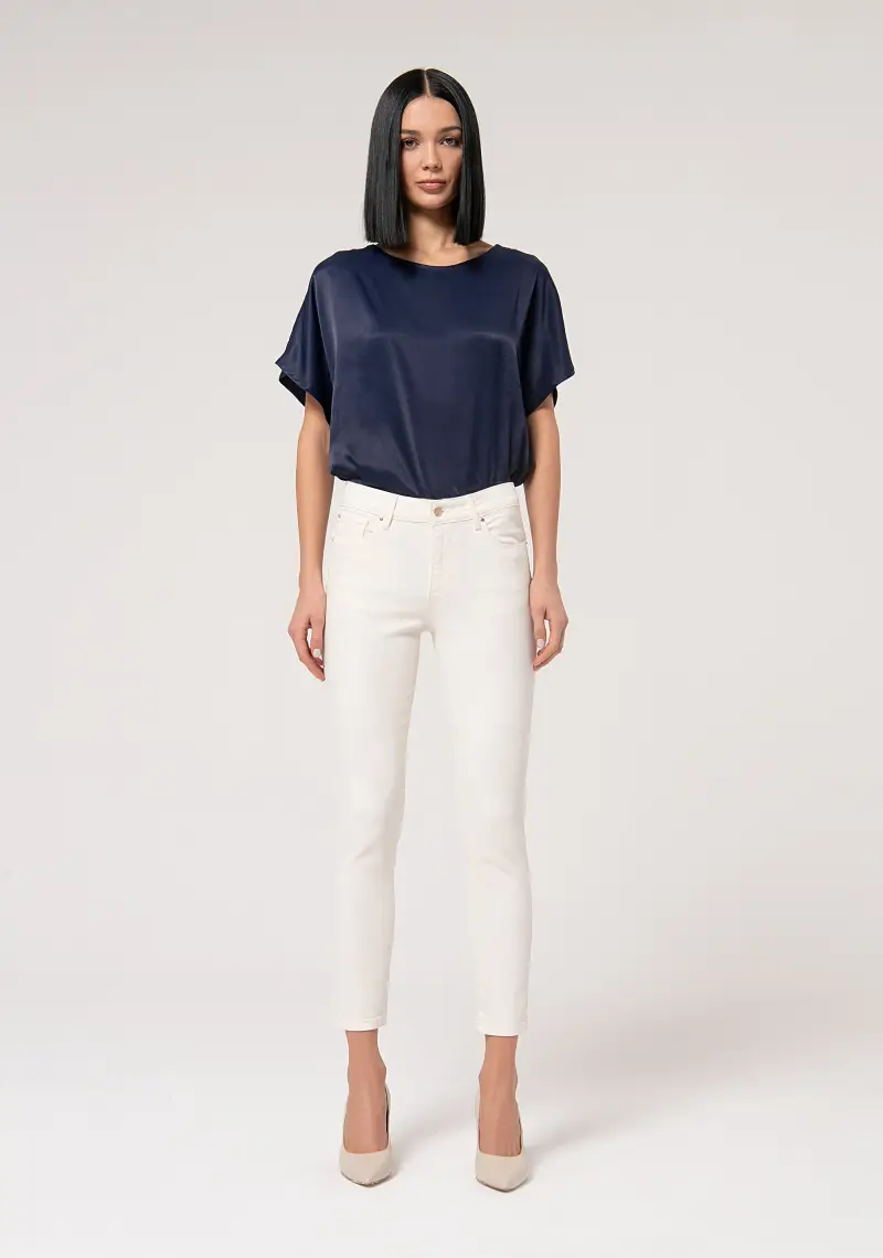 Pantalone slim effetto perfect shape in bull colorato