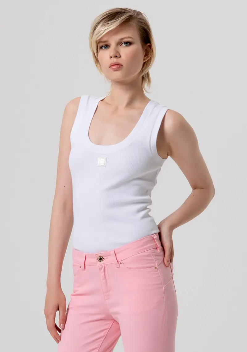 Pantalone slim effetto push up in tessuto bull stretch miniatura 2