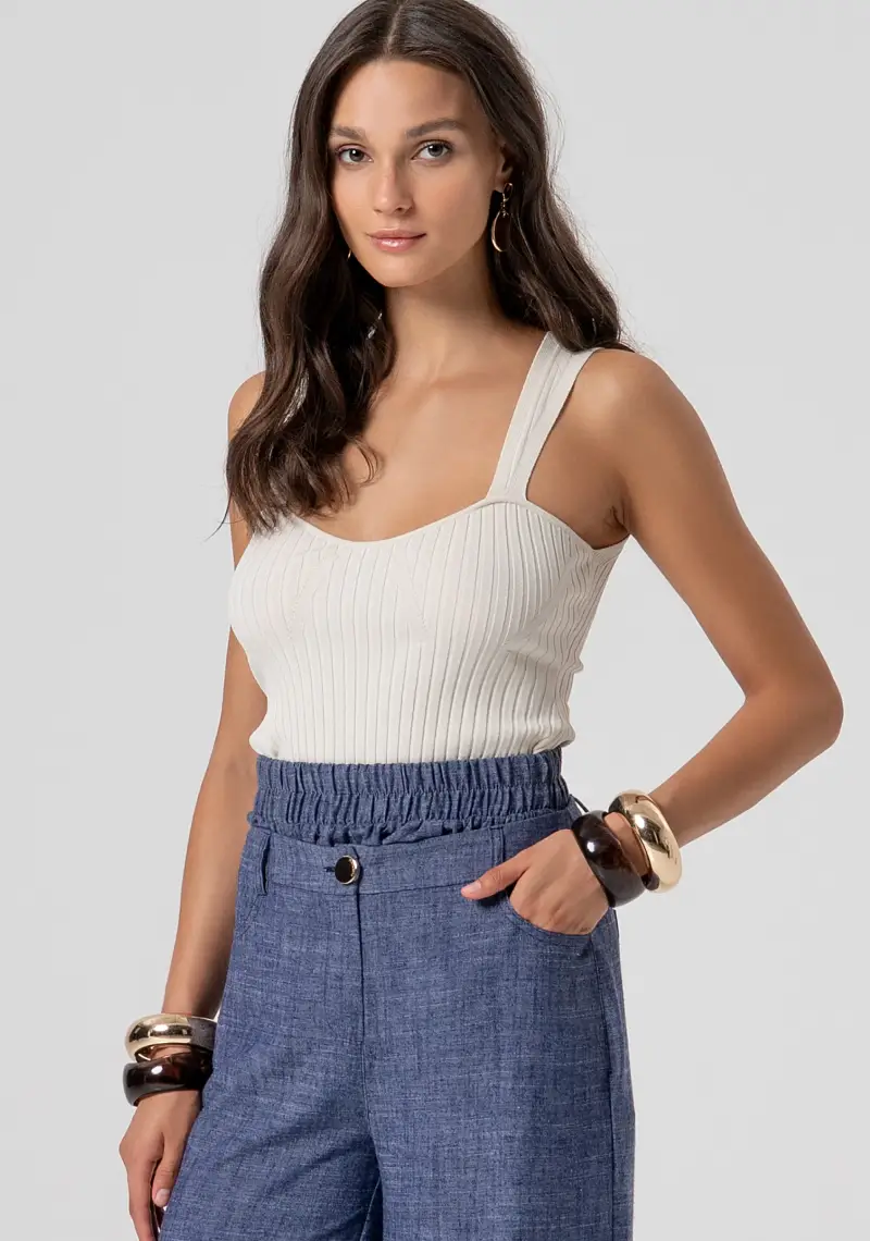 Pantalone wide a palazzo con lino miniatura 2