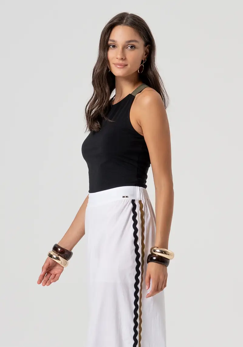 Pantalone wide a palazzo in popeline di cotone miniatura 2