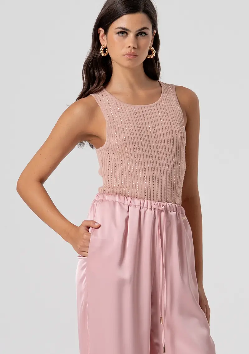 Pantalone wide a palazzo in raso miniatura 2