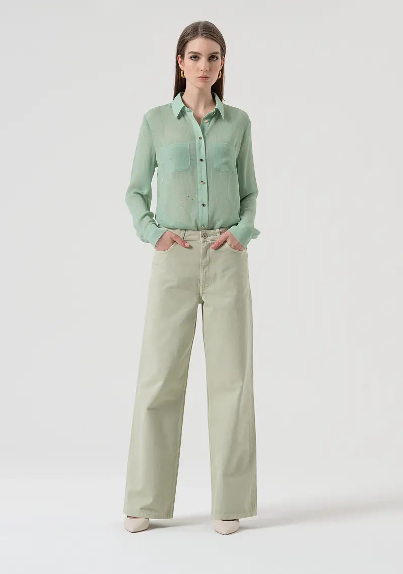 Fracomina Pantalone wide leg in cotone